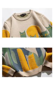Artistic Cat Design Sweater Sweater