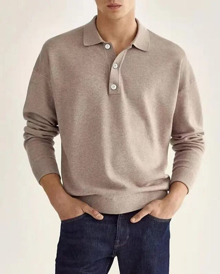 Bradley | Long Sleeved Polo Shirt Beige Polos Shirts