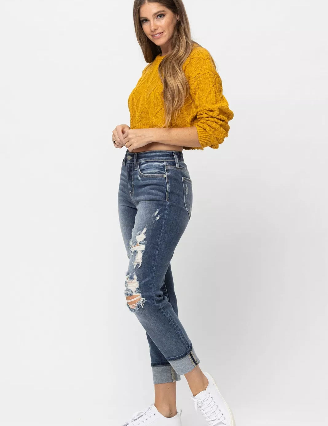 Isla | Sculpting Distressed Boyfriend Jeans Pants