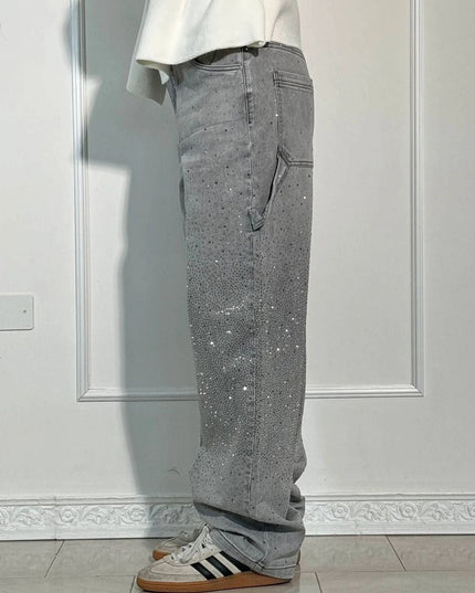 Celeste | Rhinestone Wide-Leg Jeans Pants