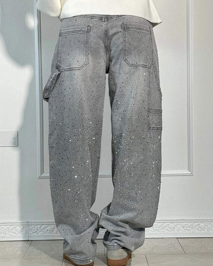 Celeste | Rhinestone Wide-Leg Jeans Pants