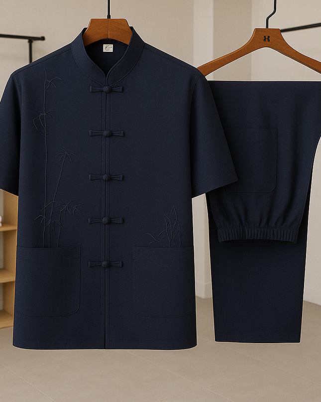 Men's Casual Shirt and Pants Sets Navy Blue Men Set