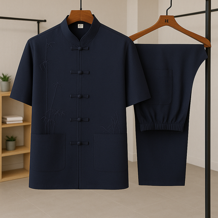 Men's Casual Shirt and Pants Sets Navy Blue Men Set