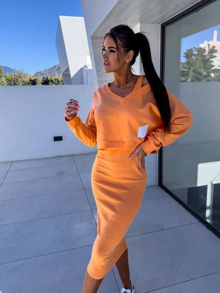Margot | Casual Sweatshirt And Dress Set Orange Dresses