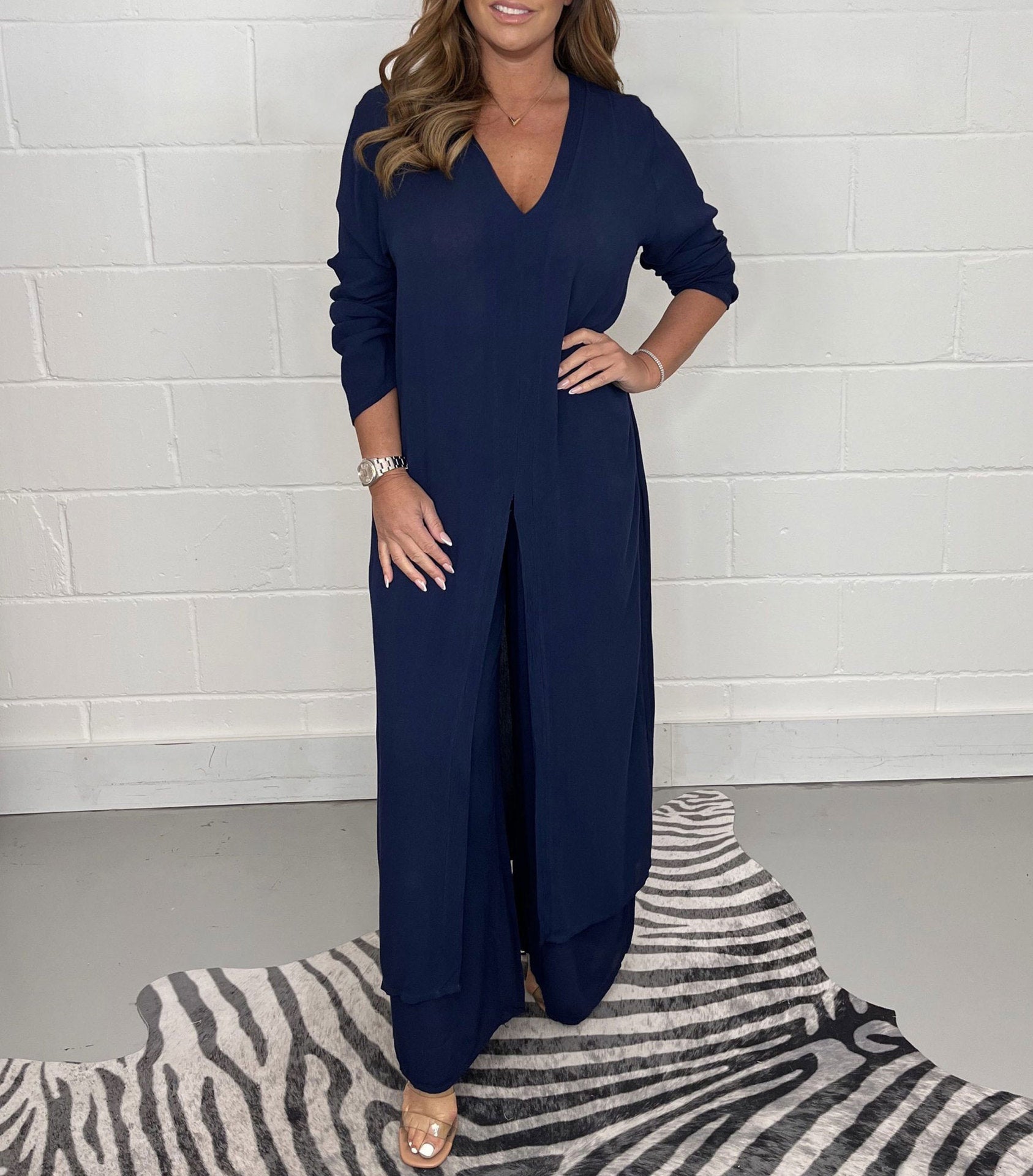 Capea | Airy Autumn Two-Piece Set Navy Blue