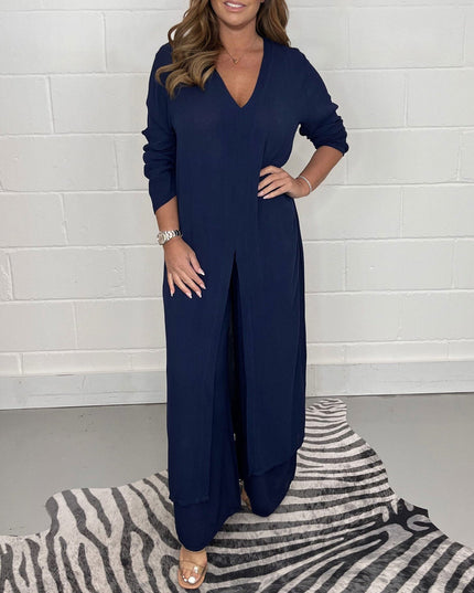 Capea | Airy Autumn Two-Piece Set Navy Blue