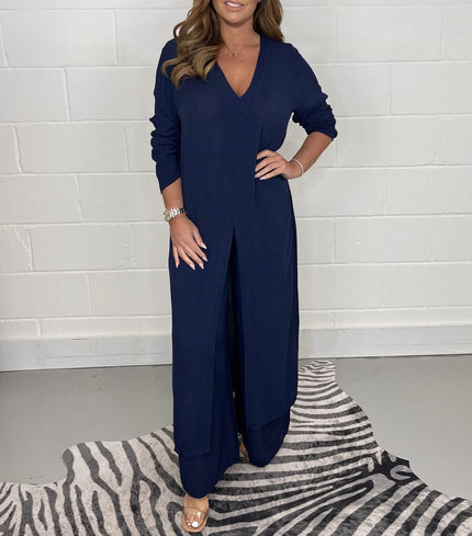 Capea | Airy Autumn Two-Piece Set Navy Blue