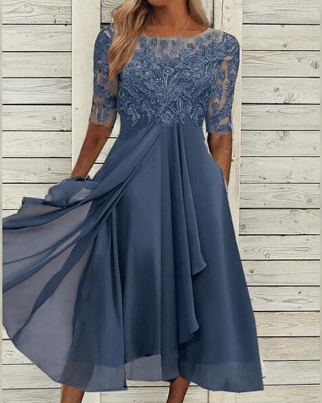 Elegant Chic Maxi Evening Gown Blue Dresses