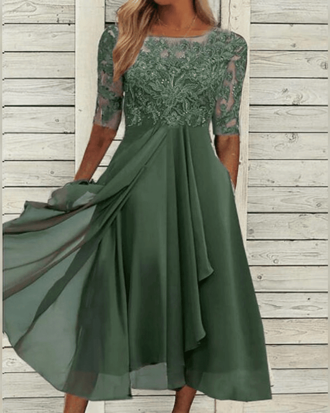Elegant Chic Maxi Evening Gown Green Dresses