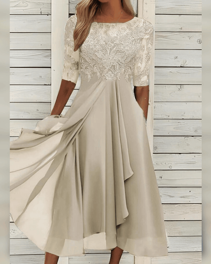 Elegant Chic Maxi Evening Gown Beige Dresses
