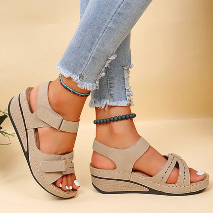 Women's Wedge Heel Orthopedic Sandals Beige Orthopedic Sandals