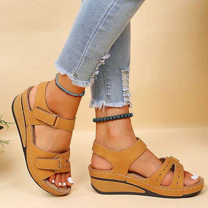 Women's Wedge Heel Orthopedic Sandals Brown Orthopedic Sandals
