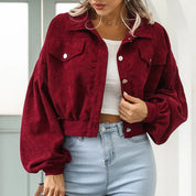 Women's Corduroy Bomber Jacket Bordeaux Jacket