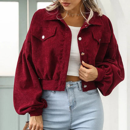 Women's Corduroy Bomber Jacket Bordeaux Jacket