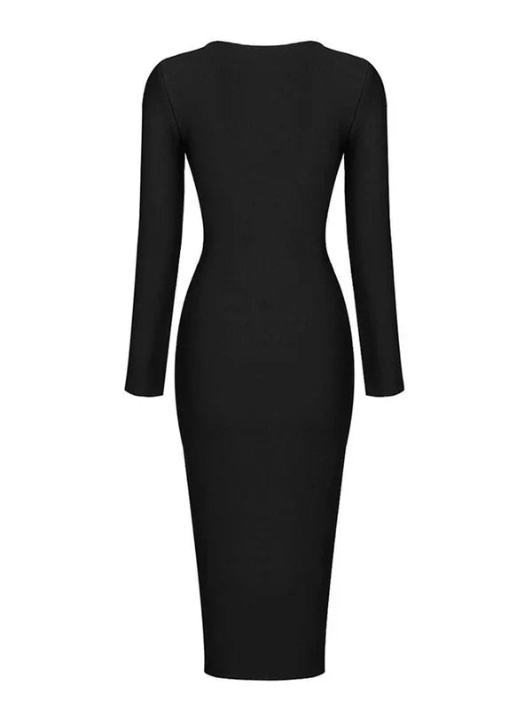 Bailey™ | Black Plunge Reversible Bandage Midi Dress Dresses