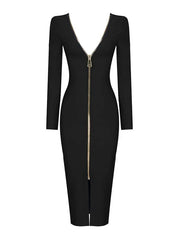 Bailey™ | Black Plunge Reversible Bandage Midi Dress Dresses
