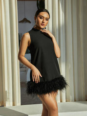 Cecily | Black Feather Mini Dress Dresses