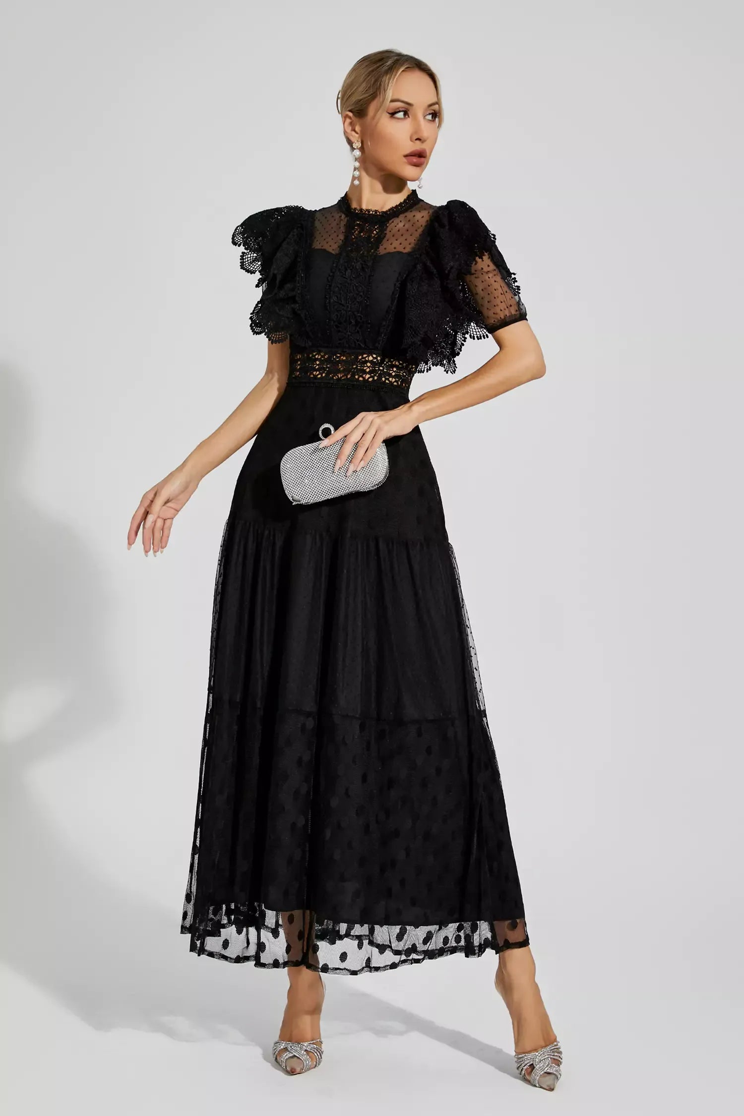 Tessa™ | Black Polka Dot Maxi Dress Dresses