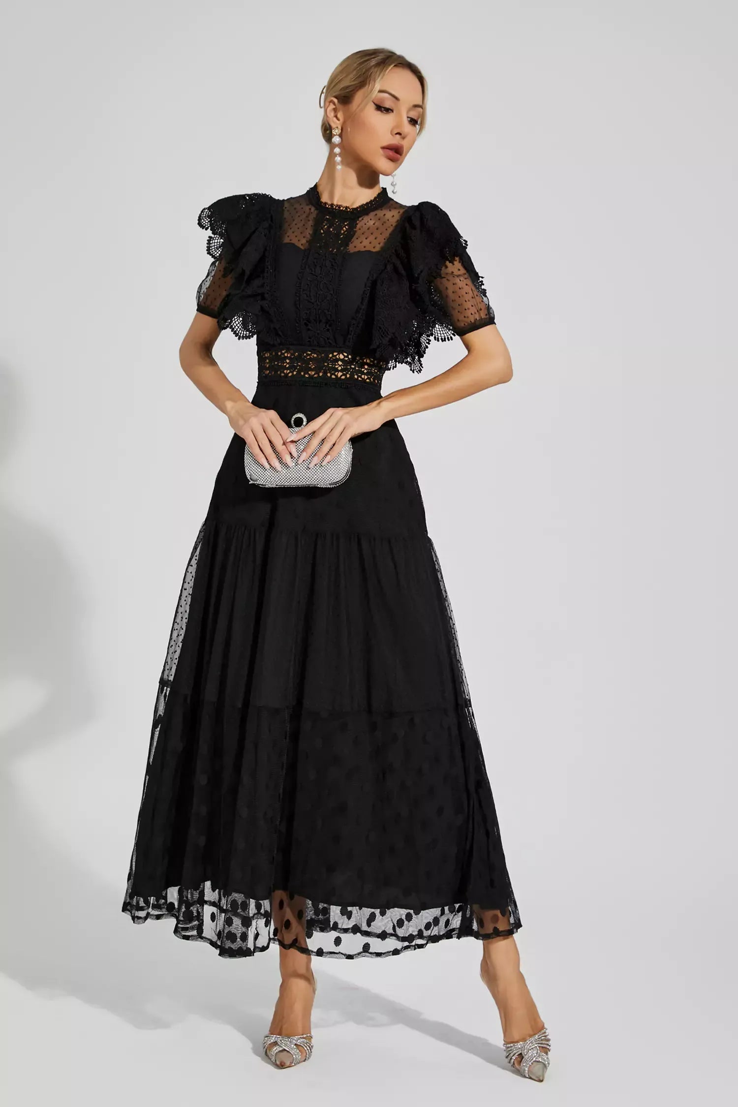 Tessa™ | Black Polka Dot Maxi Dress XL Dresses