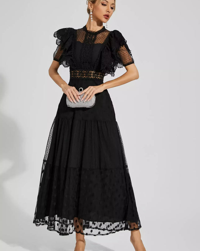 Tessa™ | Black Polka Dot Maxi Dress XL Dresses