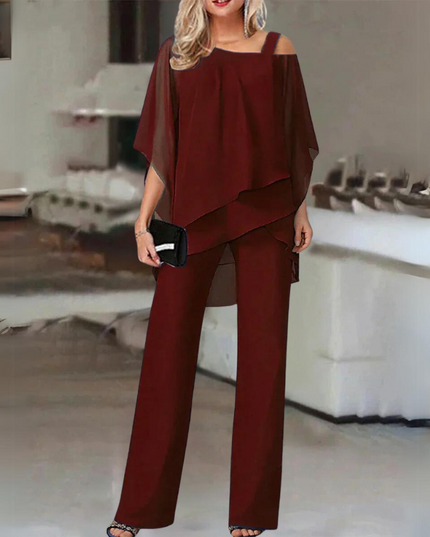 Tie-Dye Mesh Two-Piece Set Maroon Sets