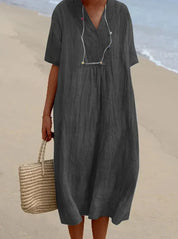Nina | Linen Dress Grey Dresses