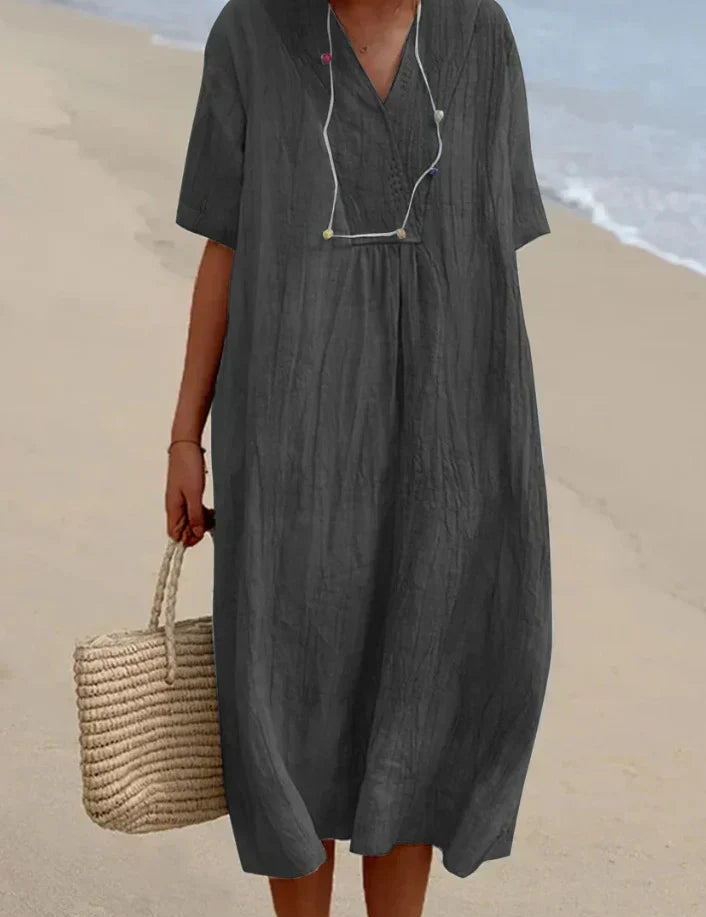 Nina | Linen Dress Grey Dresses