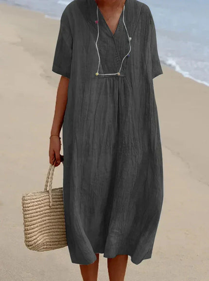 Nina | Linen Dress Grey Dresses