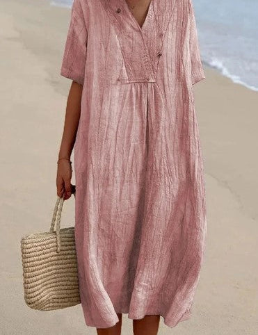 Nina | Linen Dress Pink Dresses