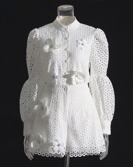Selah™ | Hollow Flower Leg-Lengthening Suit White Dresses