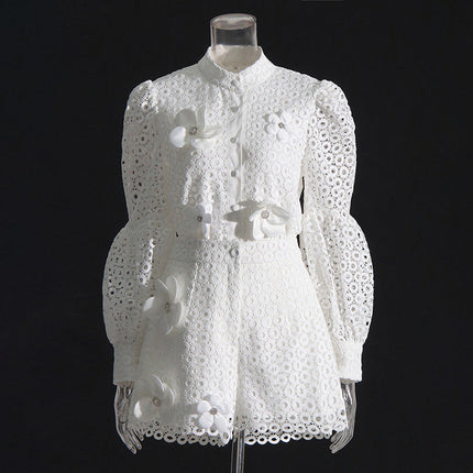 Selah™ | Hollow Flower Leg-Lengthening Suit White Dresses