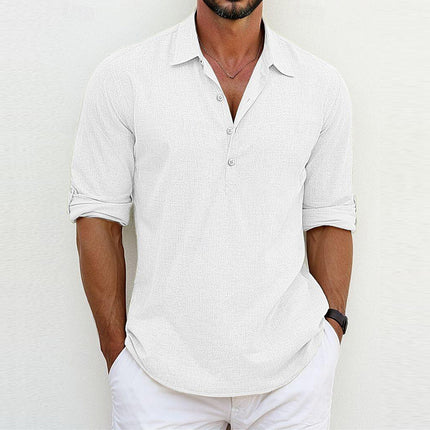 Classic Linen Polo Shirt White Shirts