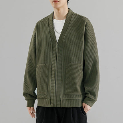 Men's Casual Knit Cardigan Sweater Army green Cardigan