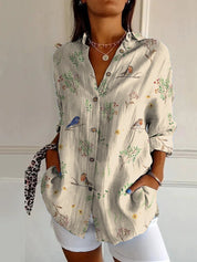 Women’s Floral Stand‑Collar Shirt YJ4964MC Shirts