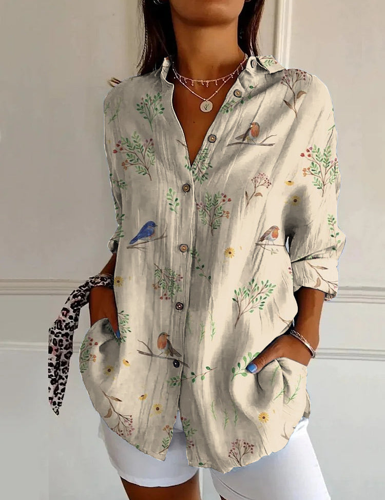Women’s Floral Stand‑Collar Shirt YJ4964MC Shirts