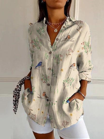 Women’s Floral Stand‑Collar Shirt YJ4964MC Shirts