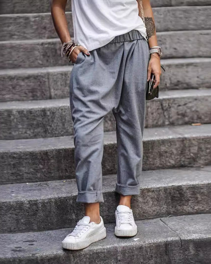 Women's High-Waist Harem Pants with Pockets Trousers
