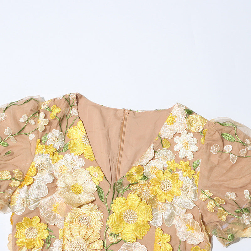 Emilia™ | Floral Puff Sleeve Midi Dress Dress