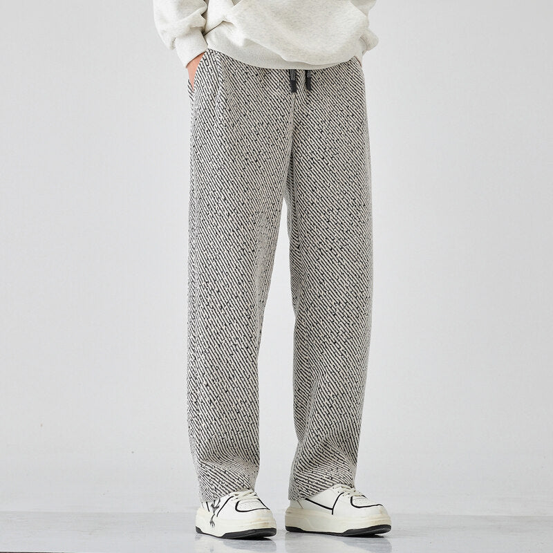 Men's Chenille Silver Stripe Wide-Leg Lounge Pants Trousers