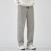 Men's Chenille Silver Stripe Wide-Leg Lounge Pants Trousers