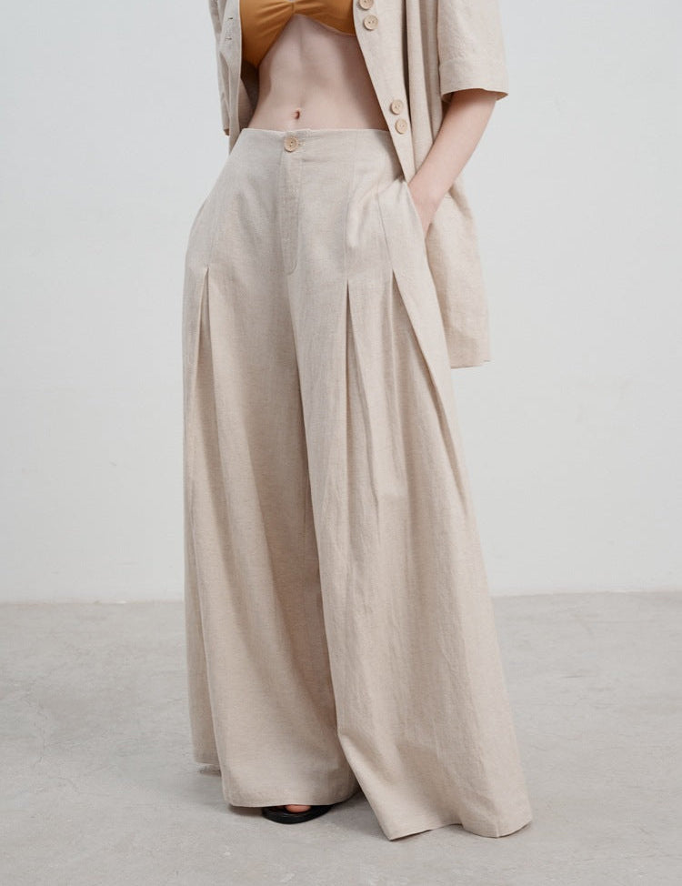 Adele Loose Casual Long Pants for Effortless Summer Style Apricot