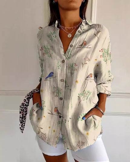 Women’s Floral Stand‑Collar Shirt Shirts
