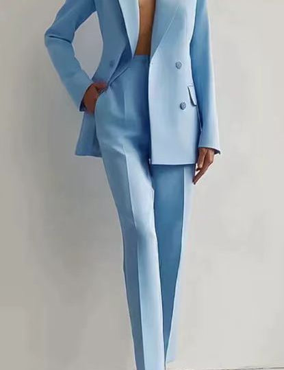 Luxury Women's Two Piece Suit Blazer Sky Blue Blazer
