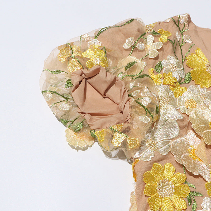 Emilia™ | Floral Puff Sleeve Midi Dress Dress