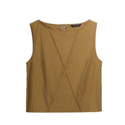 Delaney™ | Sleeveless Cross-Edge Top Blouse