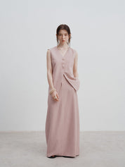 Beatrix™ | High Waist Long Skirt Lotus Pink Dresses