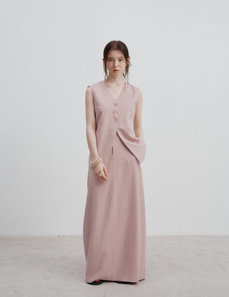 Beatrix™ | High Waist Long Skirt Lotus Pink Dresses