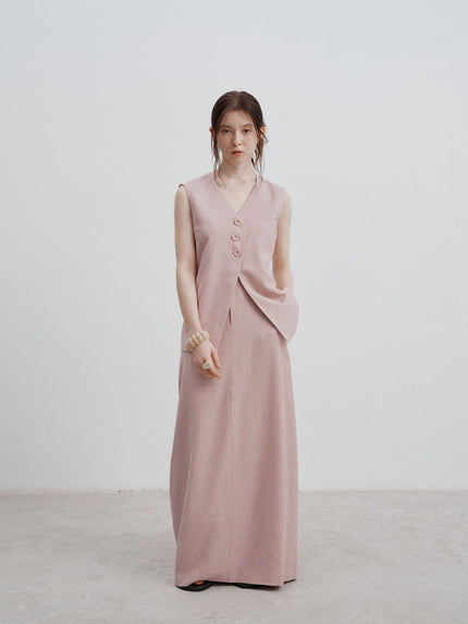 Beatrix™ | High Waist Long Skirt Lotus Pink Dresses