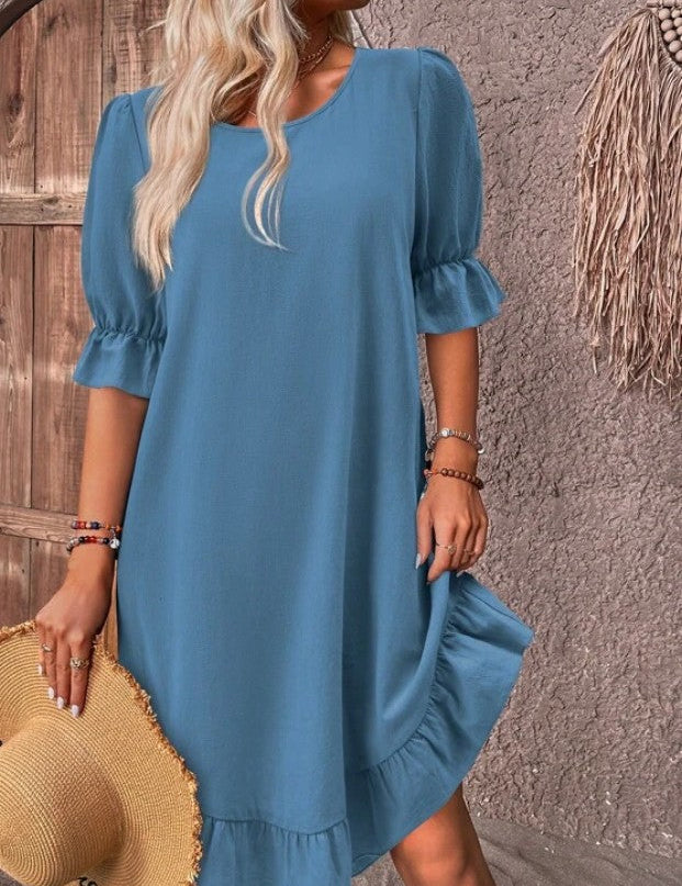 Lily | Summer dress with ruffles Light Blue Dresses