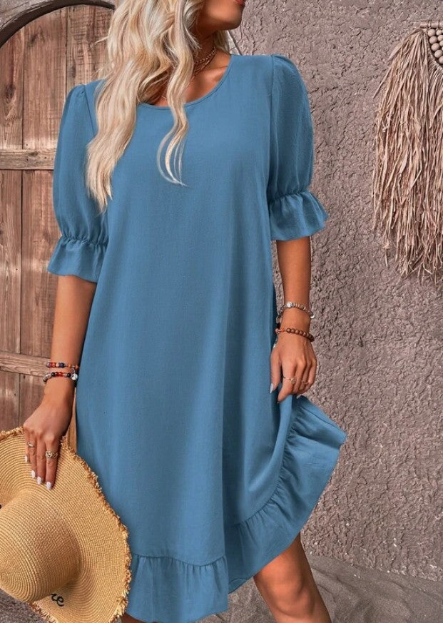 Lily | Summer dress with ruffles Light Blue Dresses